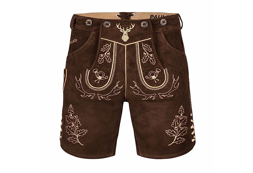 PAULGOS Trachtenhose Herren Lederhose Kurz mit Trägern 100% Echtleder - HK5 günstig online kaufen