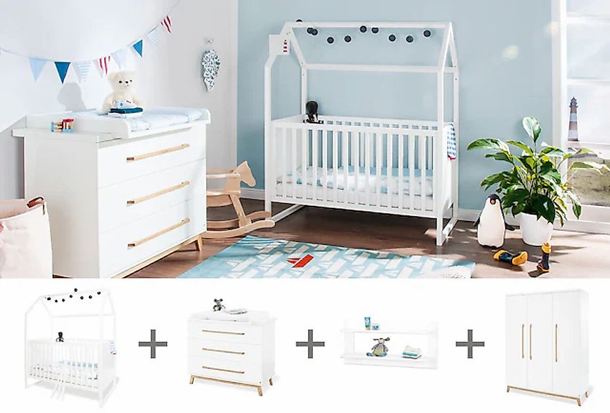 Pinolino® Babyzimmer-Komplettset »Hilda & Riva«, (Set, 4 tlg., Hausbett, Wi günstig online kaufen