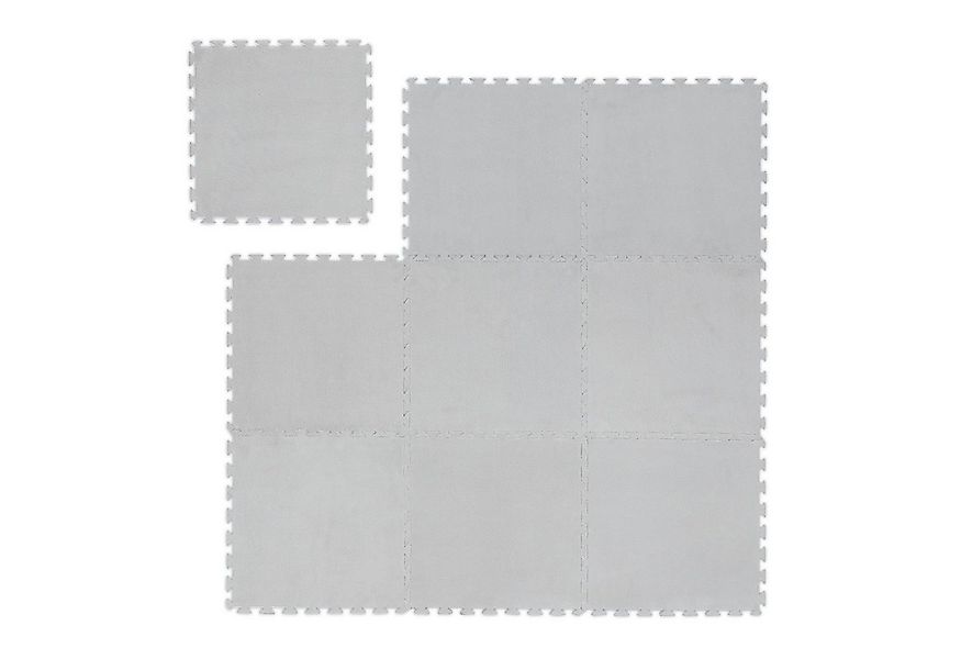 relaxdays Bodenschutzmatte Flauschiger Puzzleteppich im 9er Set, grau günstig online kaufen