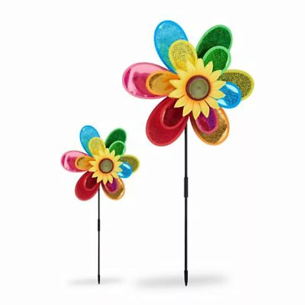relaxdays 2 x Windrad Blume mehrfarbig günstig online kaufen