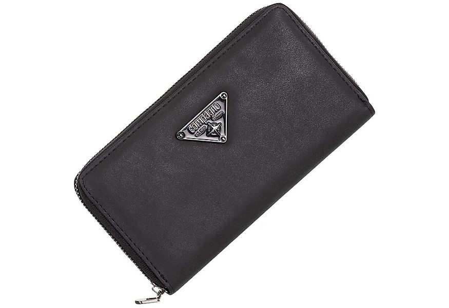 compagno Geldbörse, Damen Geldbörse faltbar unifarben in Schwarz Portemonna günstig online kaufen