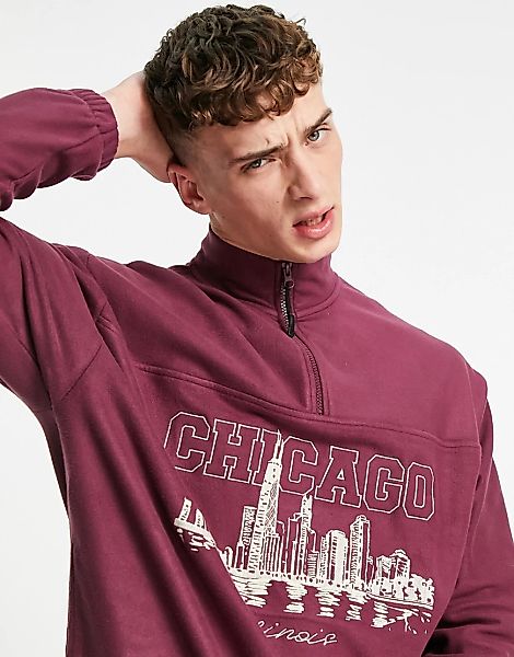 ASOS DESIGN – Fleece-Sweatshirt mit Oversize-Schnitt, kurzem Reißverschluss günstig online kaufen