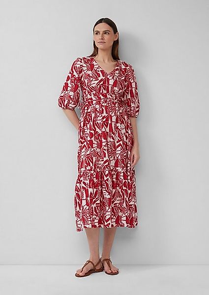 s.Oliver Maxikleid Maxikleid aus Baumwolle mit Binde-Details Raffung günstig online kaufen