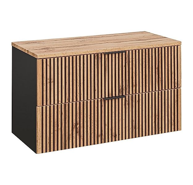 Lomadox Waschbeckenschrank XANTEN-56 100 cm in anthrazit mit Eiche Nb. schw günstig online kaufen