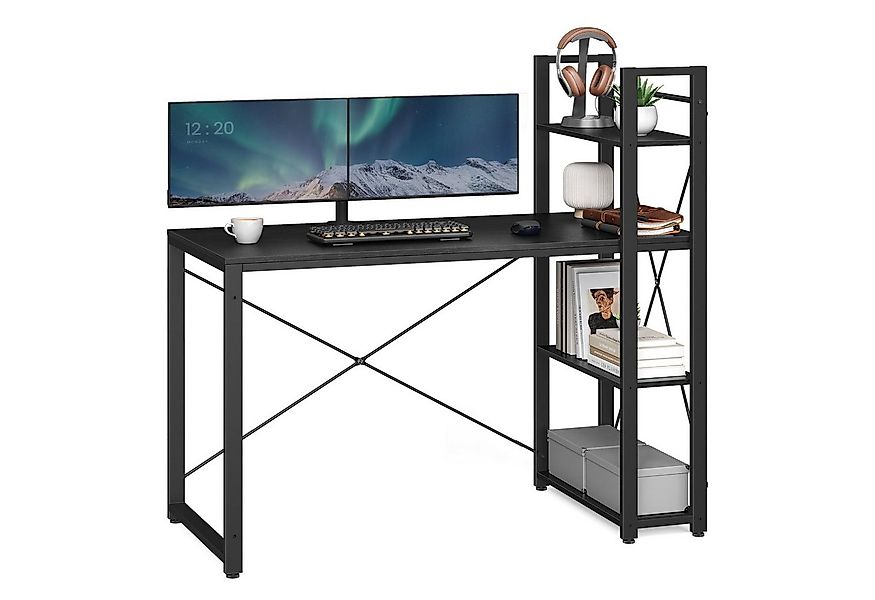 VASAGLE Schreibtisch Computertisch, 120 / 137,2 cm, mit Regalböden rechts o günstig online kaufen