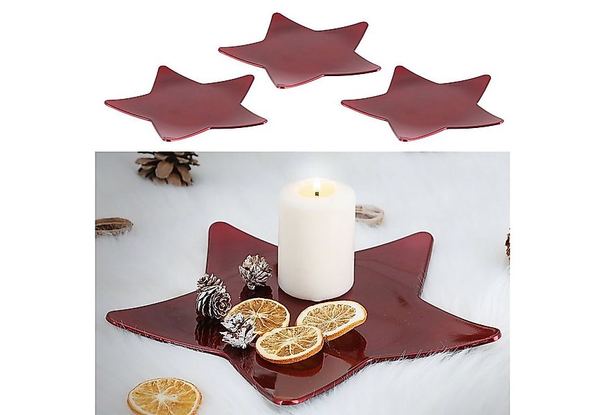 CEPEWA Dekoteller Dekoplatte 3er Set Sternform PVC Ø28cm rot Glasureffekt S günstig online kaufen