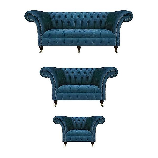 JVmoebel Chesterfield-Sofa Designer Sofas Set Komplett 3tlg Modern Chesterf günstig online kaufen