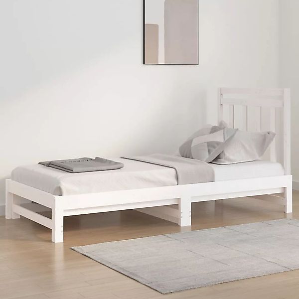 vidaXL Bettgestell Tagesbett Gästebett Ausziehbar Weiß 2x90x200 cm Massivho günstig online kaufen