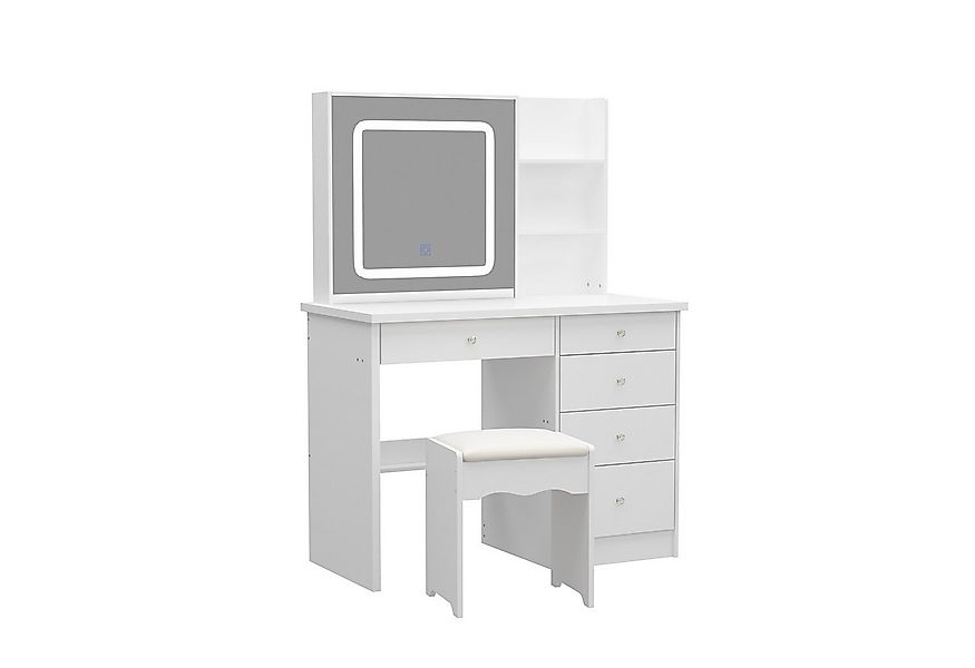 FUFU&GAGA Schminktisch Schminktisch mit LED-Spiegel, Weiß, MDF, 100×50×135c günstig online kaufen
