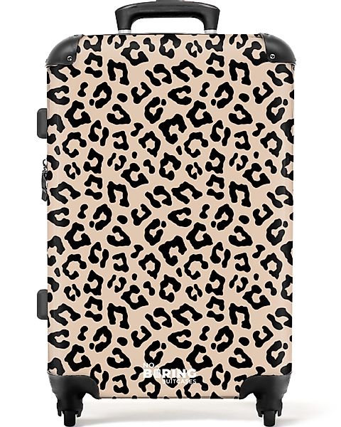 NoBoringSuitcases.com© Hartschalen-Trolley Beige mit schwarzem Pantherdruck günstig online kaufen