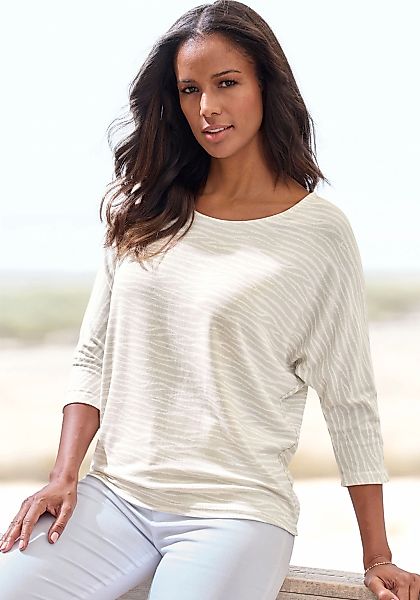 LASCANA 3/4-Arm-Shirt "mit modischem Zebra-Muster" aus weichem Viskose-Stri günstig online kaufen