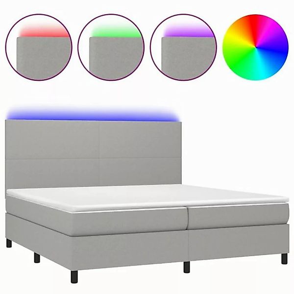 vidaXL Boxspringbett Boxspringbett mit Matratze LED Hellgrau 200x200 cm Sto günstig online kaufen