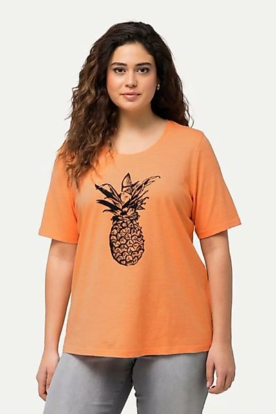 Ulla Popken Rundhalsshirt T-Shirt Kaviarperlchen Ananas Rundhals Halbarm günstig online kaufen