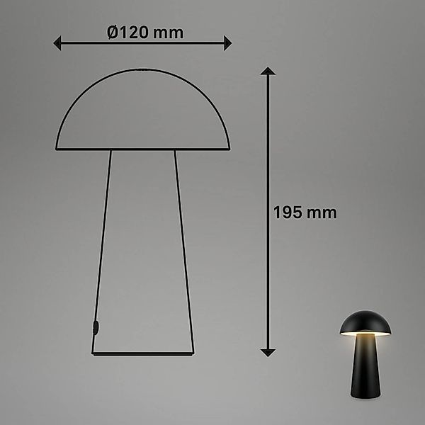 LED-Akku-Tischleuchte Fungo Mini, schwarz, Touch, Kunststoff günstig online kaufen