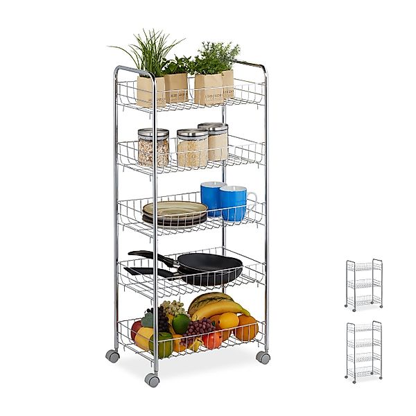relaxdays Servierwagen Rollregal aus Metall, 5 günstig online kaufen