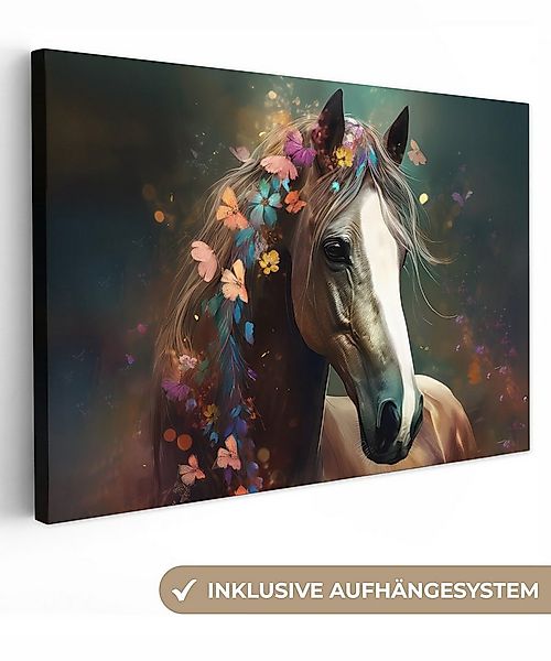 OneMillionCanvasses® Leinwandbild Tiere - Pferd - Natur - Schmetterling - B günstig online kaufen