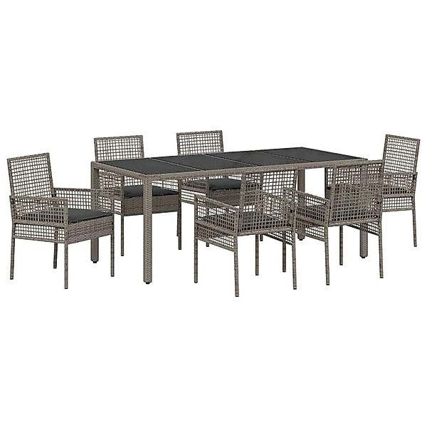 vidaXL Garten Essgruppe 7-Tlg Grau Poly Rattan 3334875 günstig online kaufen