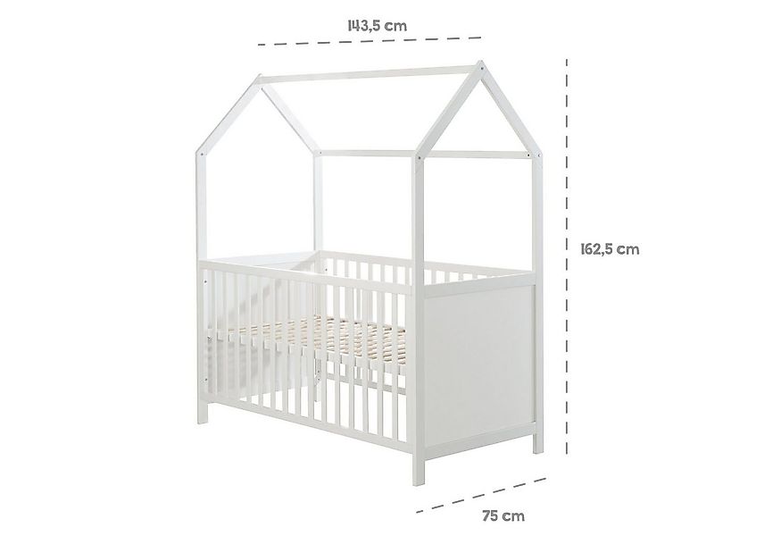 roba® Babybett Hausbett 70 x 140 cm, Babybett in Hausoptik, höhenverstellba günstig online kaufen