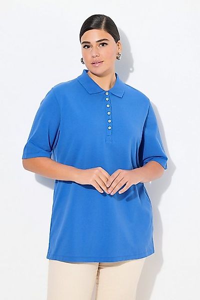 Ulla Popken T-Shirt Poloshirt Piqué Polokragen Samt-Knopfleiste günstig online kaufen