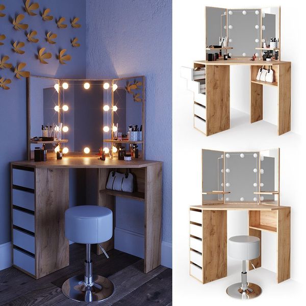 Vicco Schminktisch Arielle, Goldkraft Eiche/Weiß, 110 günstig online kaufen