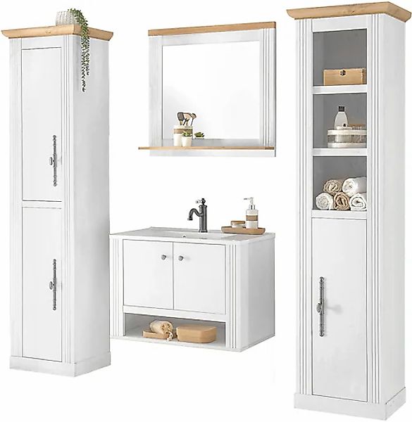 Home affaire Badmöbel-Set »WESTMINSTER, Bad im Landhausstil, 4-teiliges Bad günstig online kaufen