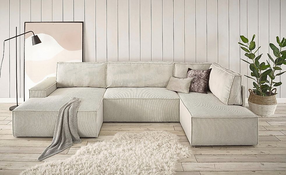 Home affaire Wohnlandschaft "SHERWOOD 329 cm, U-Form, Schlafsofa,", Schlaff günstig online kaufen