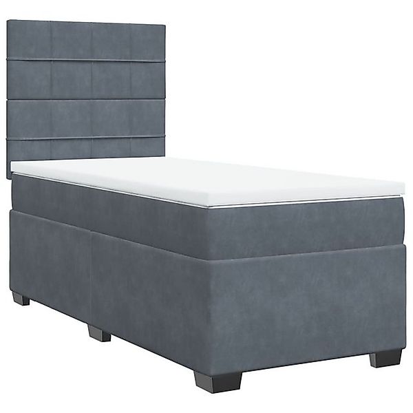 vidaXL Boxspringbett, Boxspringbett mit Matratze Dunkelgrau 80x200 cm Samt günstig online kaufen