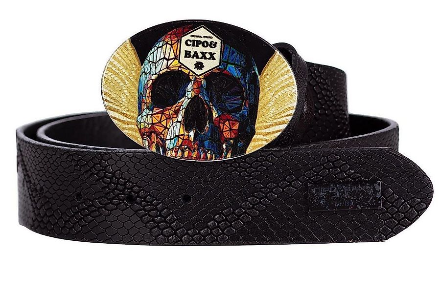 Cipo & Baxx Ledergürtel Gürtel BA-CG202 (1-St) mit Totenkopfschnalle und Sc günstig online kaufen