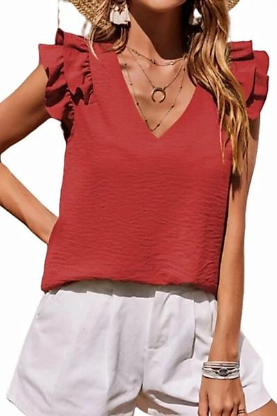 JDMGZSR Blusentop Einfarbiges, elegantes, hochelastisches Damenhemd mit Rüs günstig online kaufen