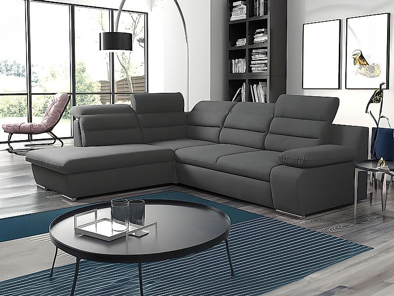 Ecksofa mit Schlaffunktion PYLOS - Anthrazit - Ecke Links günstig online kaufen