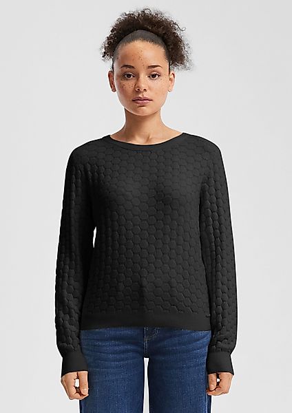 QS Strickpullover Rundhalspullover mit Wabenstruktur günstig online kaufen