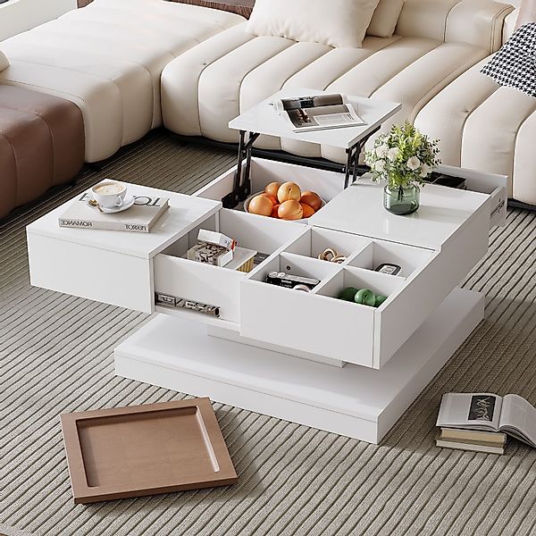 KLAM HOME Couchtisch 75.5*75.5*38cm Anhebbarer Multifunktionstisch, günstig online kaufen
