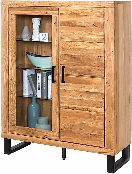 Home affaire Sideboard 1 Stk. tlg. Industriestil, Teilmassiv Eiche, schwarz günstig online kaufen