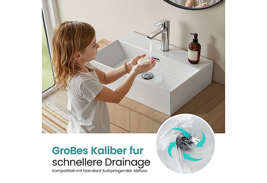 EMKE Aufsatzwaschbecken Keramik Waschtisch Eckiger Hängewaschbecken für Bad günstig online kaufen