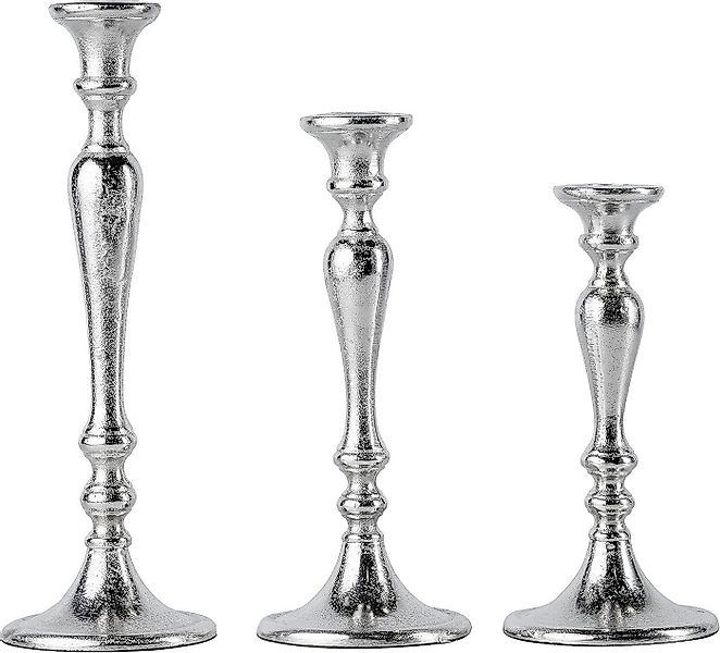 MichaelNoll Kerzenständer 3er Set Kerzenständer Silber Deko Stabkerzen - H günstig online kaufen