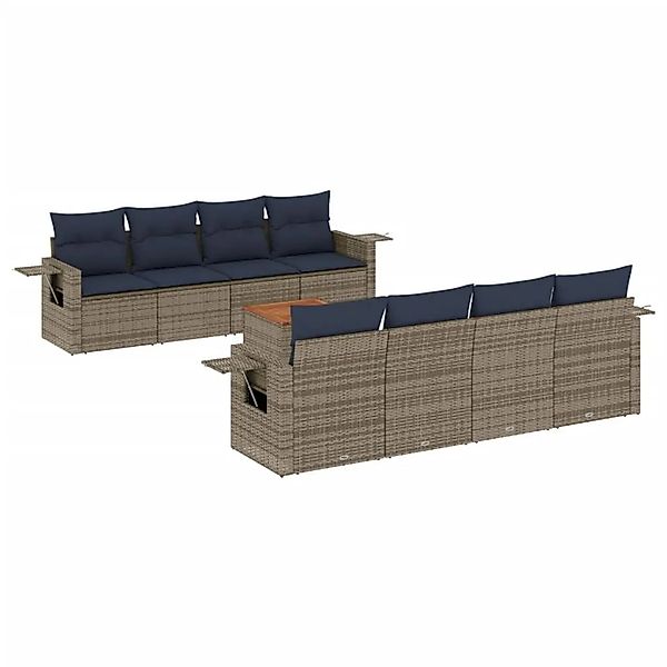 vidaXL 9-Tlg Gartensofa-Set mit Kissen Grau Polyrattan 3224486 günstig online kaufen