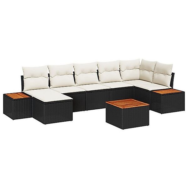 vidaXL Loungesofa 8-teiliges Garten-Sofa Set mit Kissen Schwarz Poly Rattan günstig online kaufen