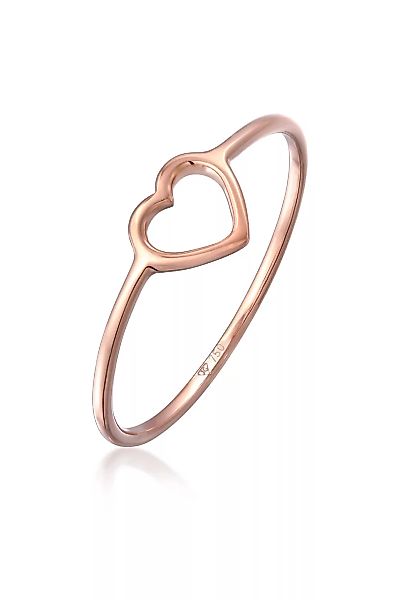 Elli Premium Fingerring "Bandring Herz Symbol Trend 750 Roségold (18 Karat) günstig online kaufen