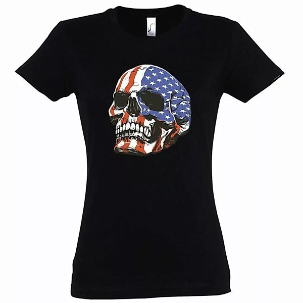 Youth Designz T-Shirt USA Totenkopf Schädel Damen Shirt mit trendigem Front günstig online kaufen