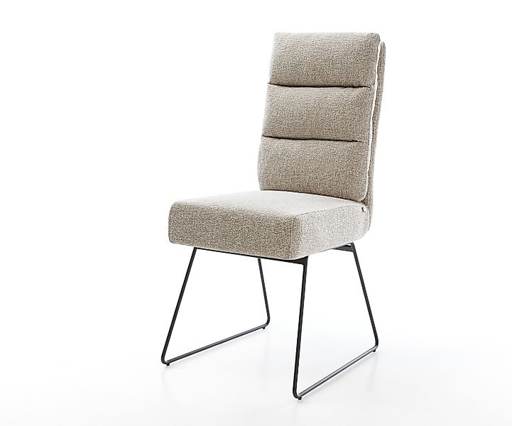 Esszimmerstuhl Pela-Flex Webstoff Soft Beige Kufengestell Schwarz Taschenfe günstig online kaufen