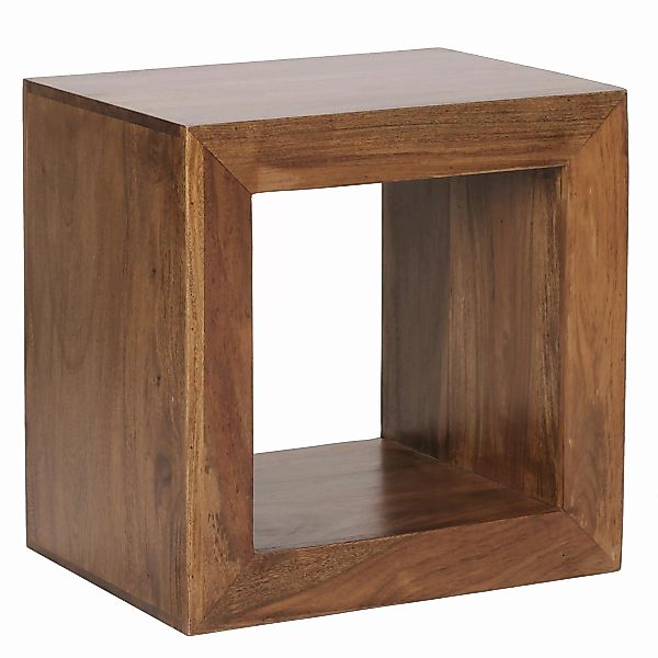 Standregal Massivholz Sheesham 44cm hoch Cube Regal Design Holzregal Naturp günstig online kaufen