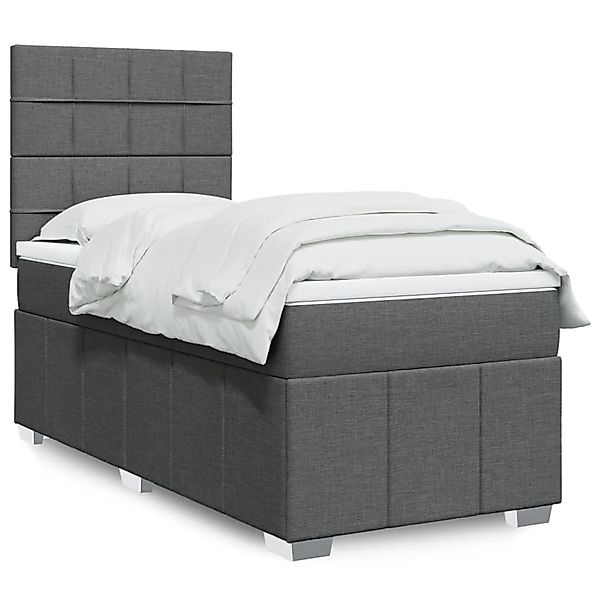 vidaXL Boxspringbett mit Matratze Dunkelgrau 90x200 cm Stoff 3293852 günstig online kaufen