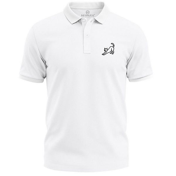 Neverless Poloshirt Poloshirt Herren mit Grafik Print Katze– Kurzarm Polo S günstig online kaufen