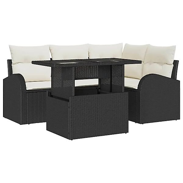 vidaXL Gartensofa-set mit Kissen 5-Tlg Schwarz Poly-Rattan 3357370 günstig online kaufen