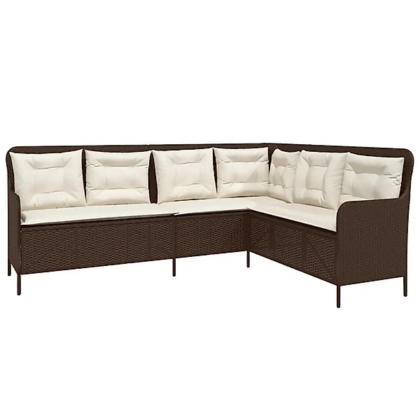 vidaXL Gartensofa in L-Form mit Kissen Braun Poly Rattan 369001 günstig online kaufen
