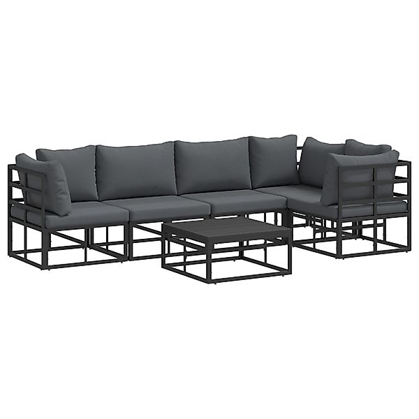 vidaXL Garten-Sofa-Set mit Kissen 6-Tlg Schwarz Aluminium 3378867 günstig online kaufen