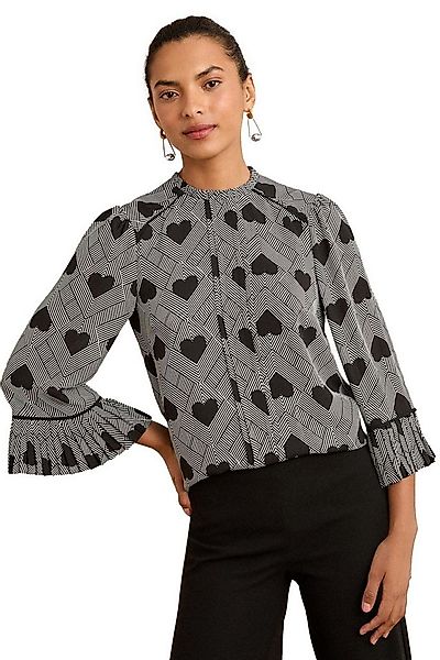 Love & Roses Langarmbluse Love & Roses Bluse mit Plisse und Trompetenärmeln günstig online kaufen