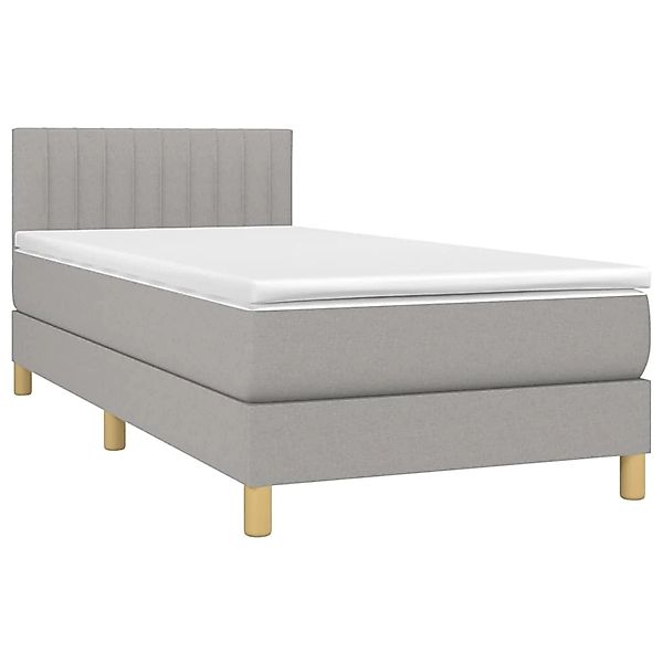 vidaXL Boxspringbett mit Matratze & LED Hellgrau 80x200 cm Stoff 3133829 günstig online kaufen