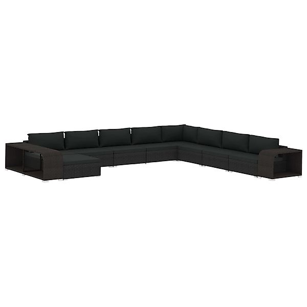 vidaXL 11-Tlg Garten-Lounge-Set mit Auflagen Poly Rattan Schwarz 46829 günstig online kaufen