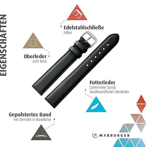 MARBURGER Uhrenarmband 24mm Leder XL Extra günstig online kaufen